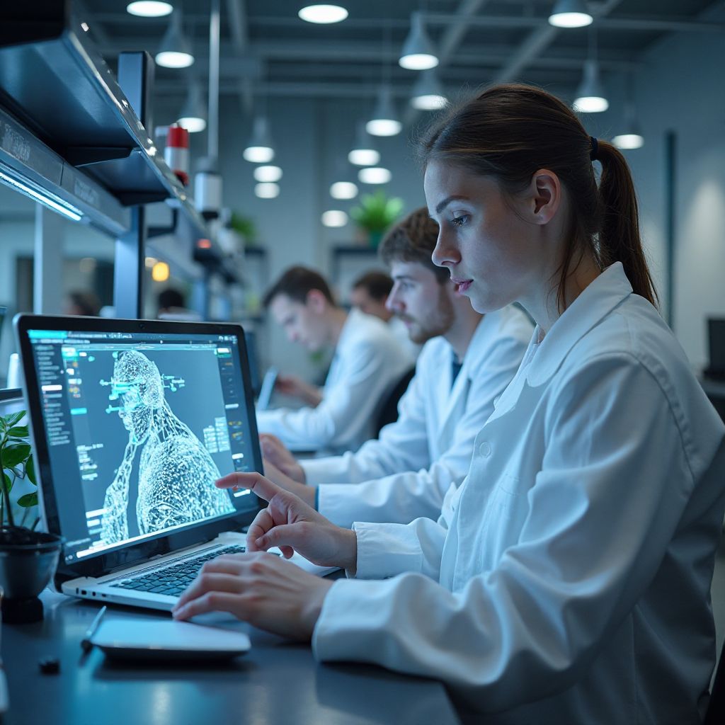 Studenți învățând despre AI